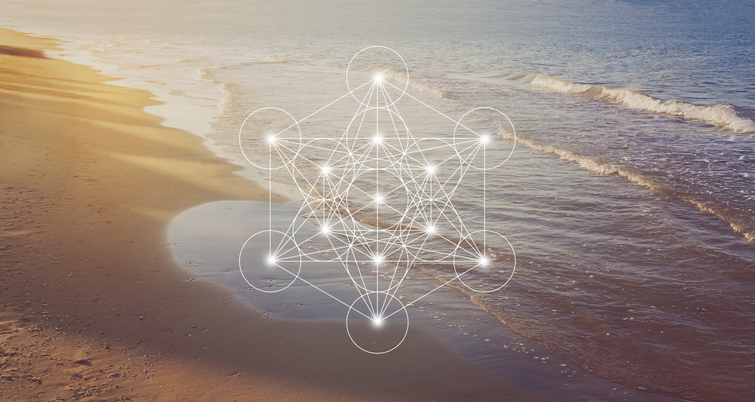 beach scene with metatron's cube